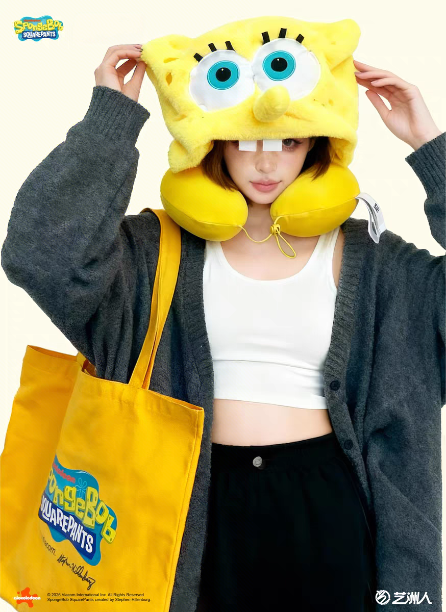 Travel Accessories Pillow - SpongeBob SquarePants Bikini Bottom Residents Hooded