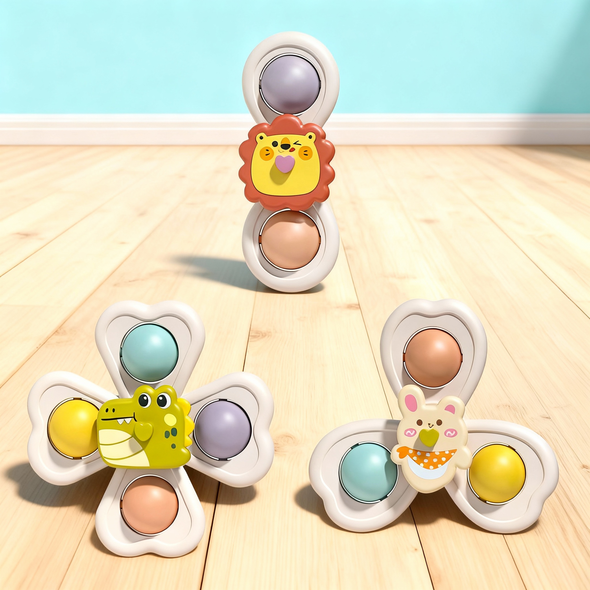 Travel Accessories For Baby - 3PCS Suction Cup Rotating Toy for