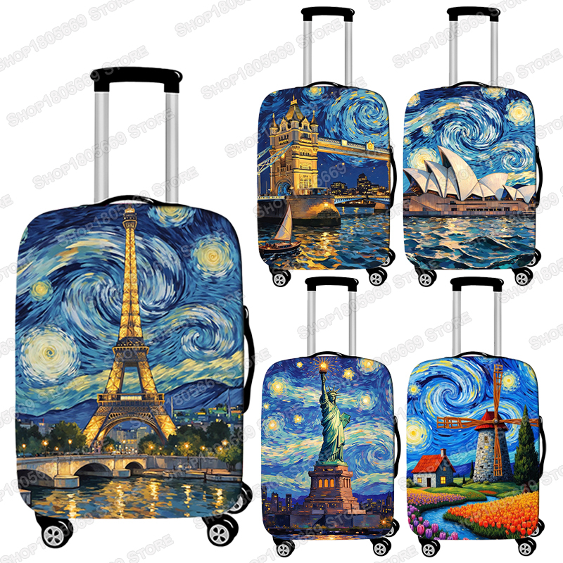Travel Accessories Sydney - Van Gogh Landscape Print Luggage Cover