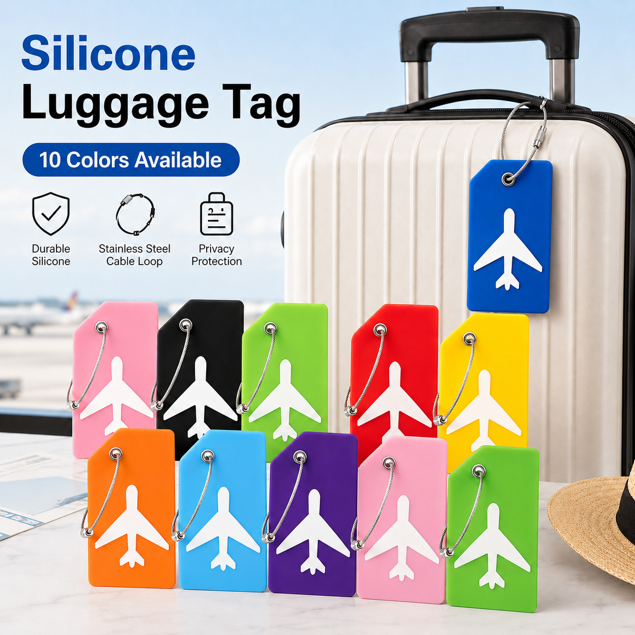 Travel Accessories Designer - 2/5PCS Silicone Travel Luggage Tag Airplane