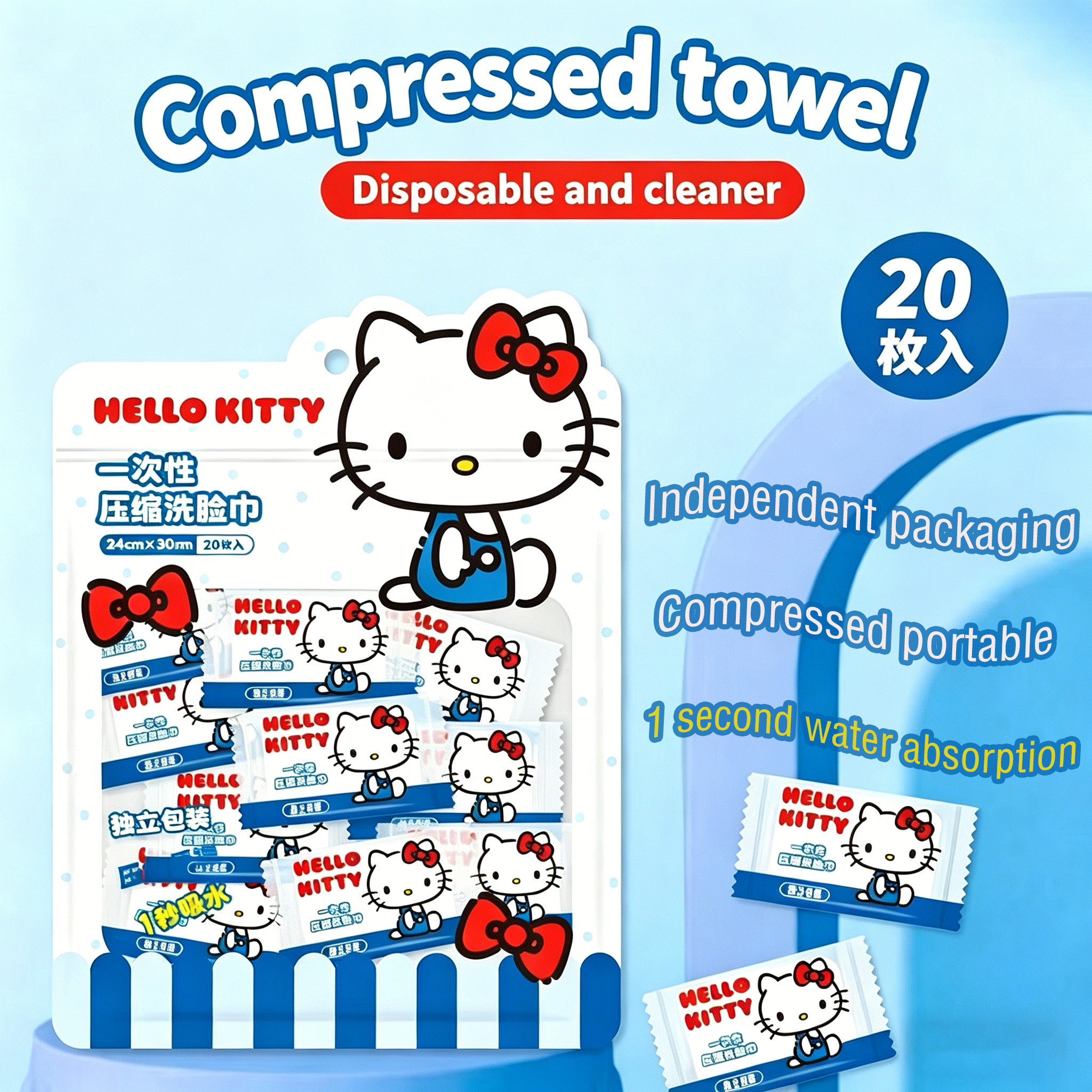 Travel Accessories For Japan Trip - Hello Kitty Compressed Disposable Face Towel
