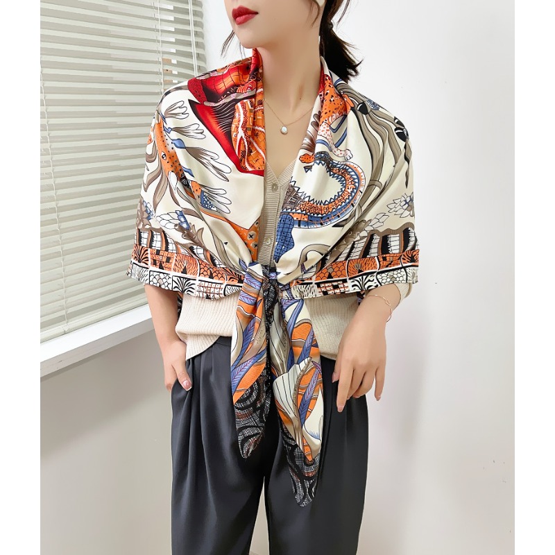 Travel Accessories Gifts For Women - Women's 130cm Elephant Silk Scarf Forest