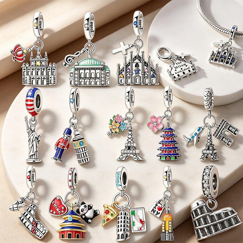 Travel Accessories Gifts For Women - World Landmark Beads Original 925 Sterling