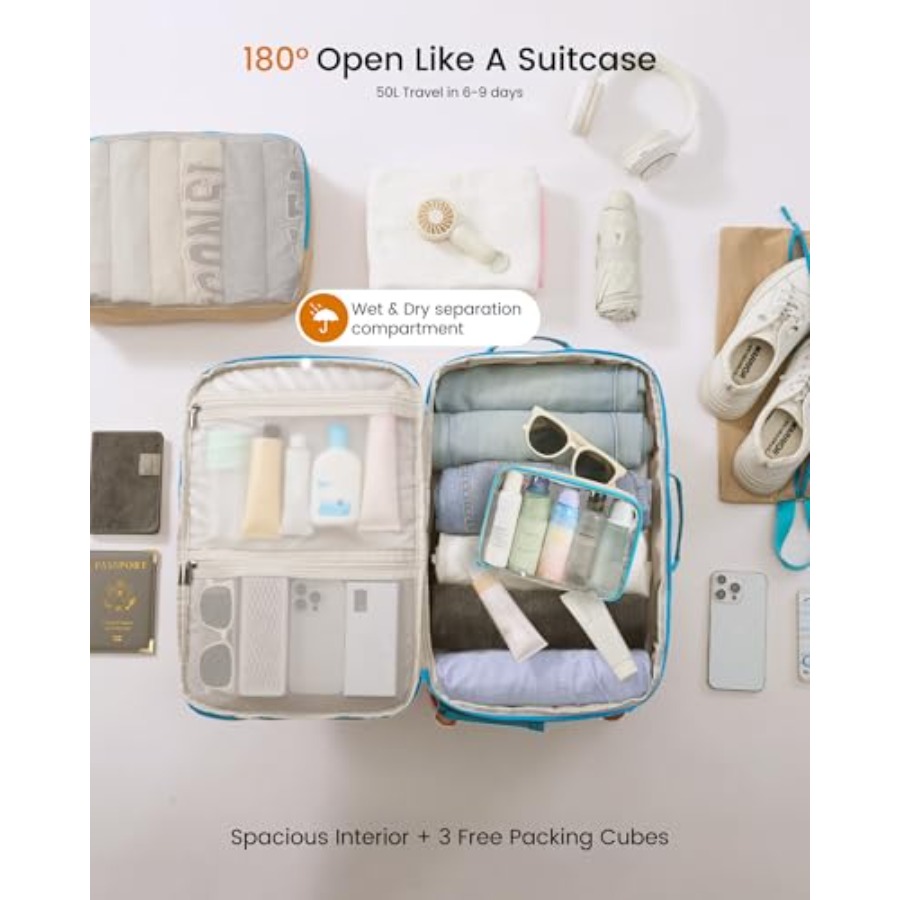 50L Travel Backpack for Women  - Travel Packing Cube recension och pris