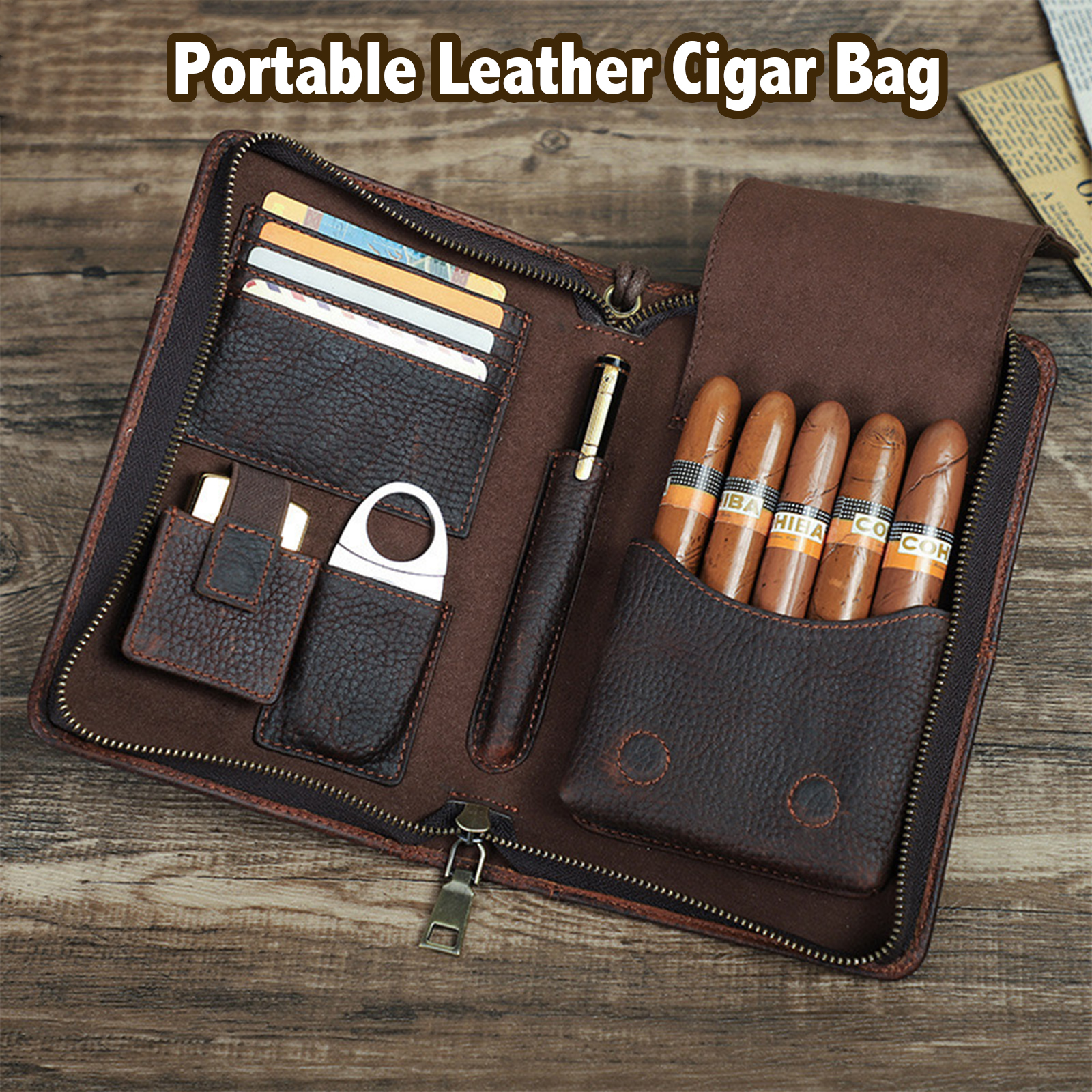 1pc,Leather cigar storage bag, - Travel Accessories In Store recension och pris