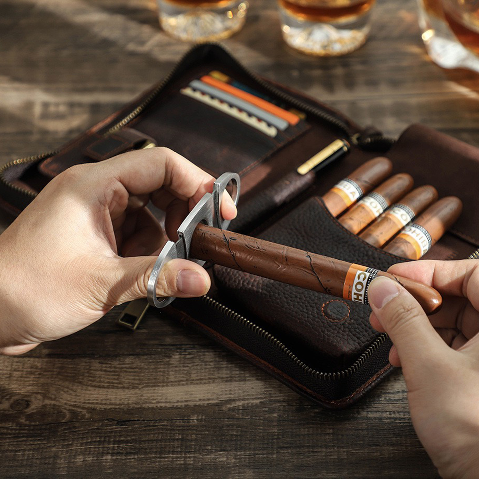 1pc,Leather cigar storage bag, - Travel Accessories In Store recension och pris