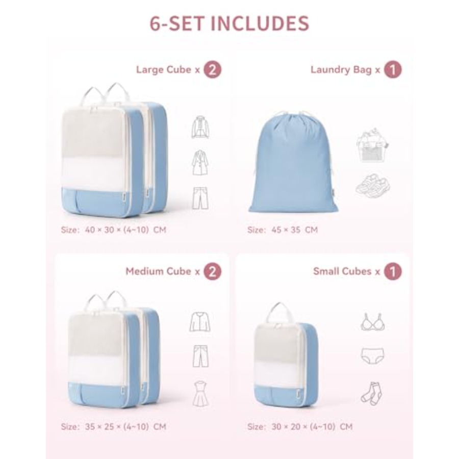 6 Set Compression Packing Cube - Travel Packing Cube recension och pris