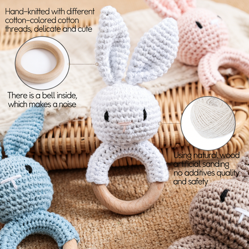 Wooden Baby Rattle Toy Handmad - Travel Accessories For 3 Year Old recension och pris