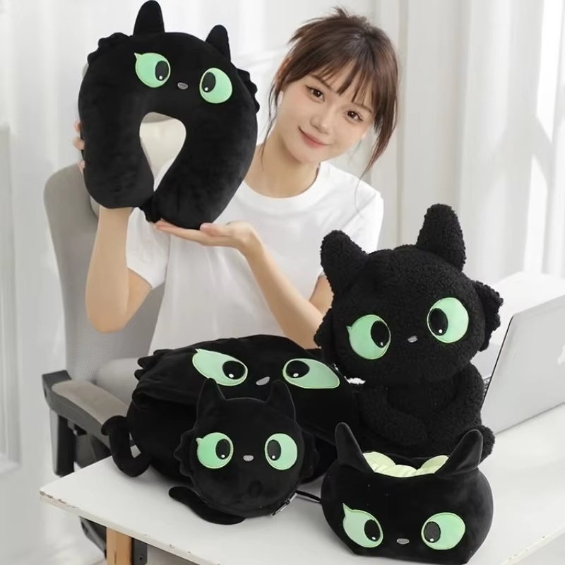 2024 New Cute Cartoon Black Ca - Travel Accessories Pillow recension och pris