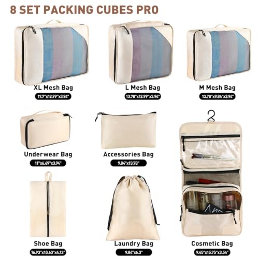 8-Piece Packing Cubes for Trav - Travel Packing Cube recension och pris