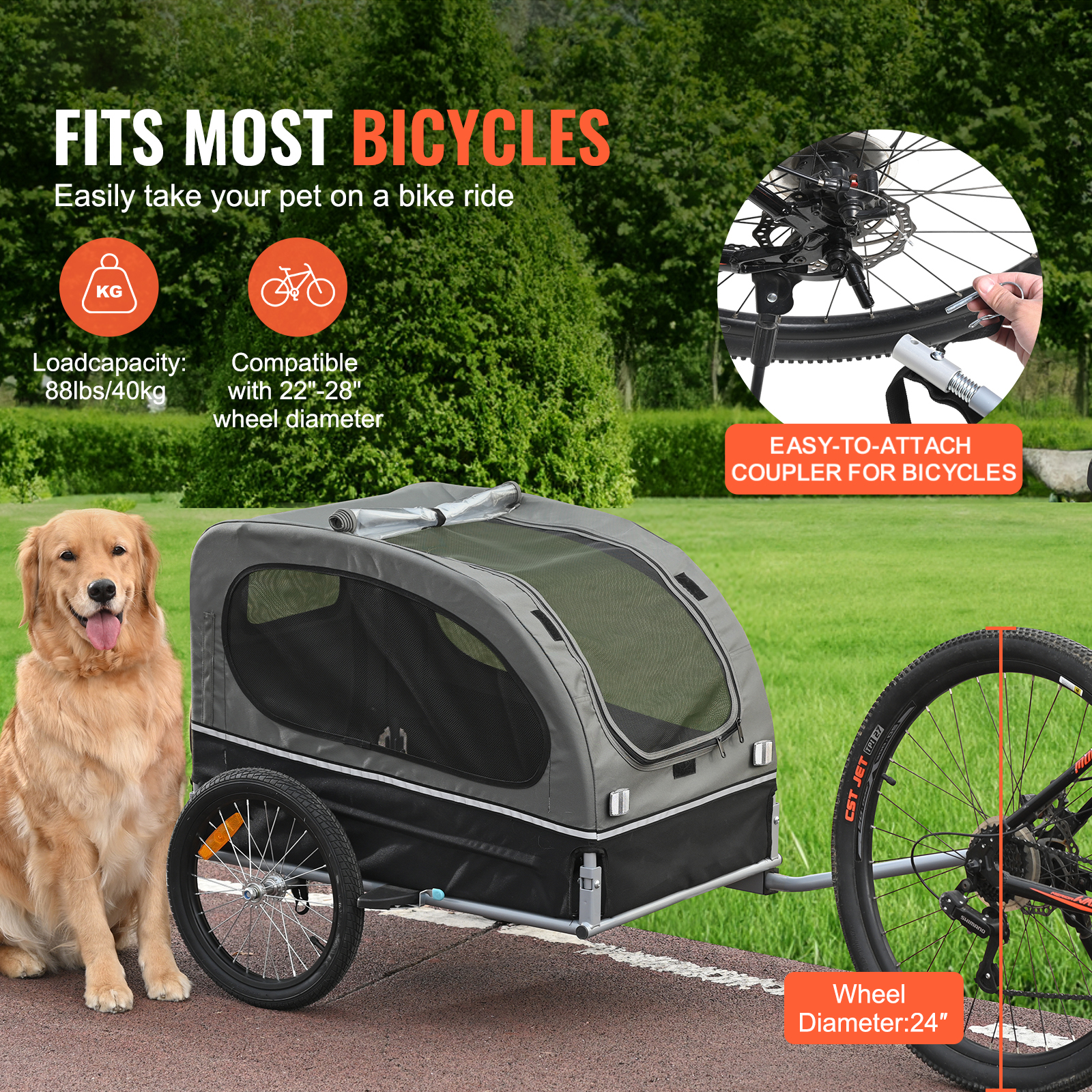 SucceBuy 88lbs Dog Bike Traile - Travel Accessories In Store recension och pris