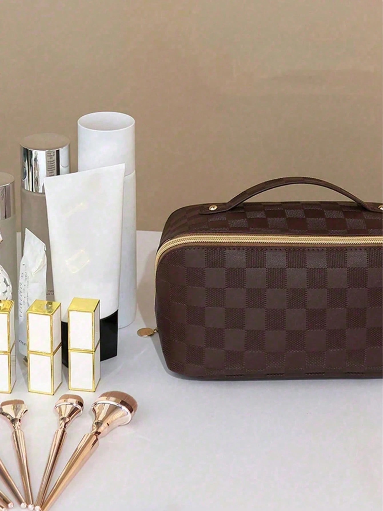 1pc PU Leather Cosmetic Bag, H - Travel Accessories Gifts For Women recension och pris