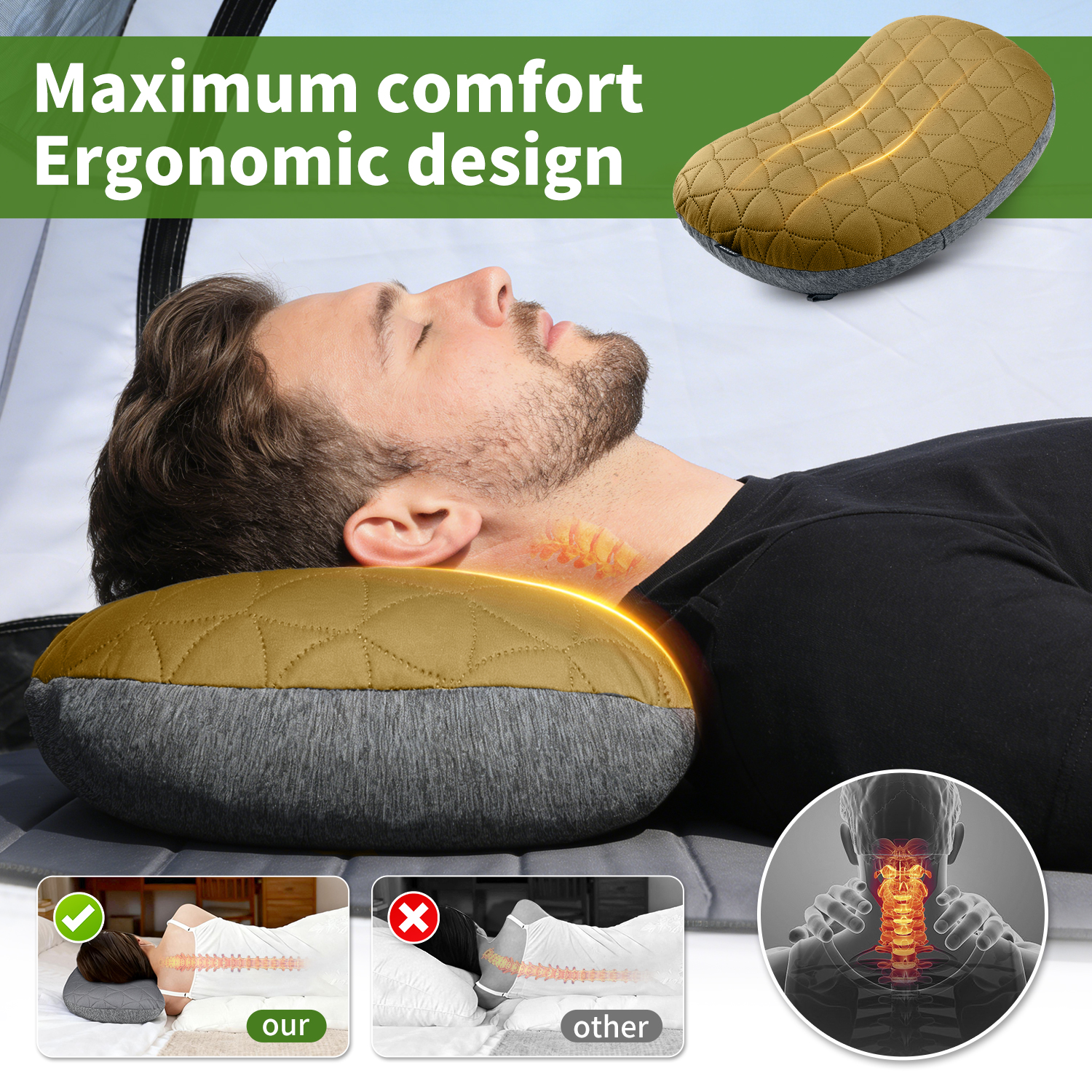 MAPLEAF Camping Inflatable Pil - Travel Accessories Pillow recension och pris