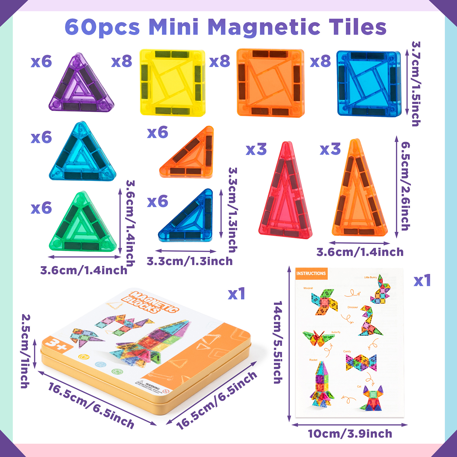 42P/60P Mini Magnetic Tiles Bu - Mini Iron Travel recension och pris