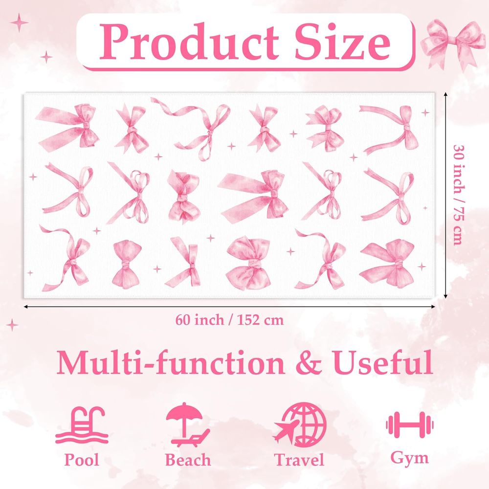Pink Bow-Decorated 30x60 Inch  - Travel Towel Quick Dry recension och pris